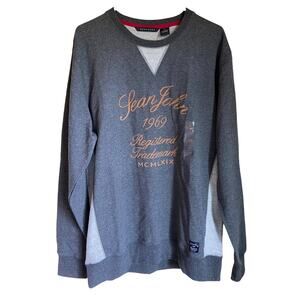 NWT Sean John Pull Over Long Sleeve Grey Gray Sweatshirt Men XL Jacket Y2K 90s